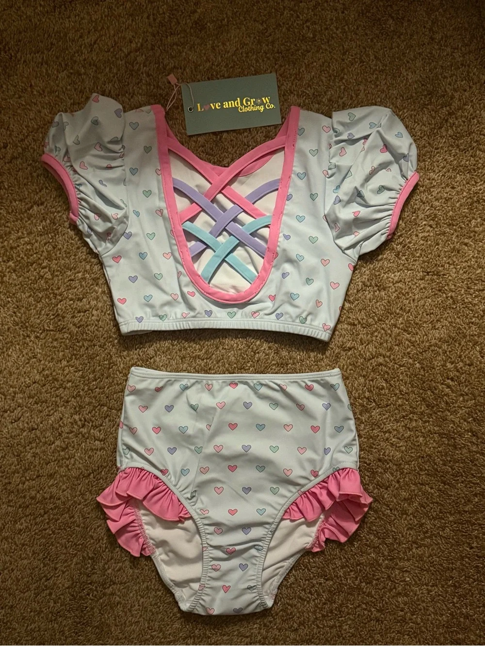 CANDYLAND PUFF SLEEVE BIKINI with High Rise Bottoms
